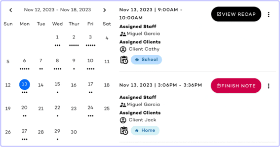 Screenshot of Raven Health scheduling app